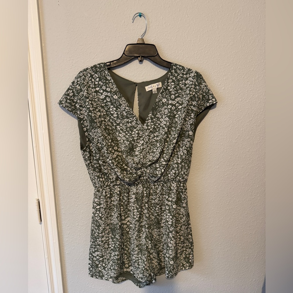 Green Floral Romper